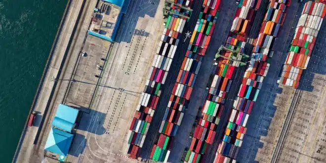 aerial view photography of container van lot